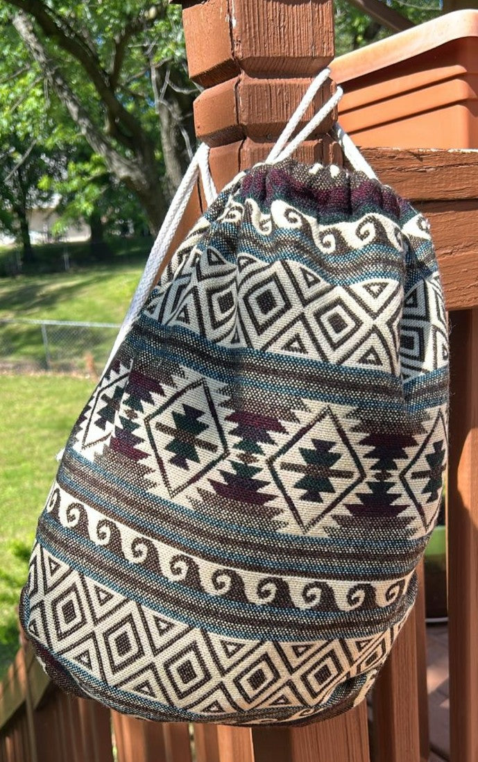 Drawstring Bag Native Andean Handwoven Backpack