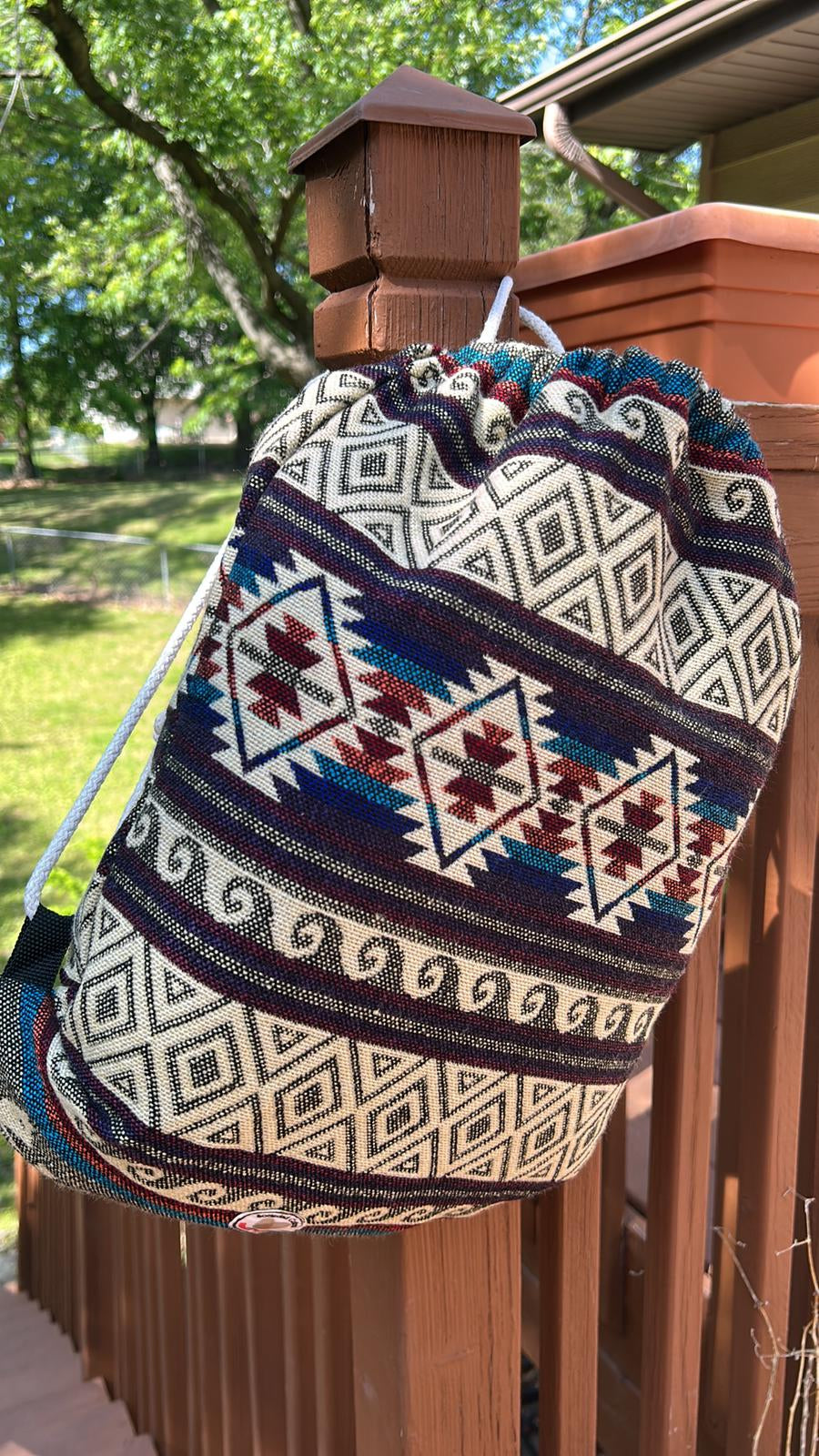 Drawstring Bag Native Andean Handwoven Backpack
