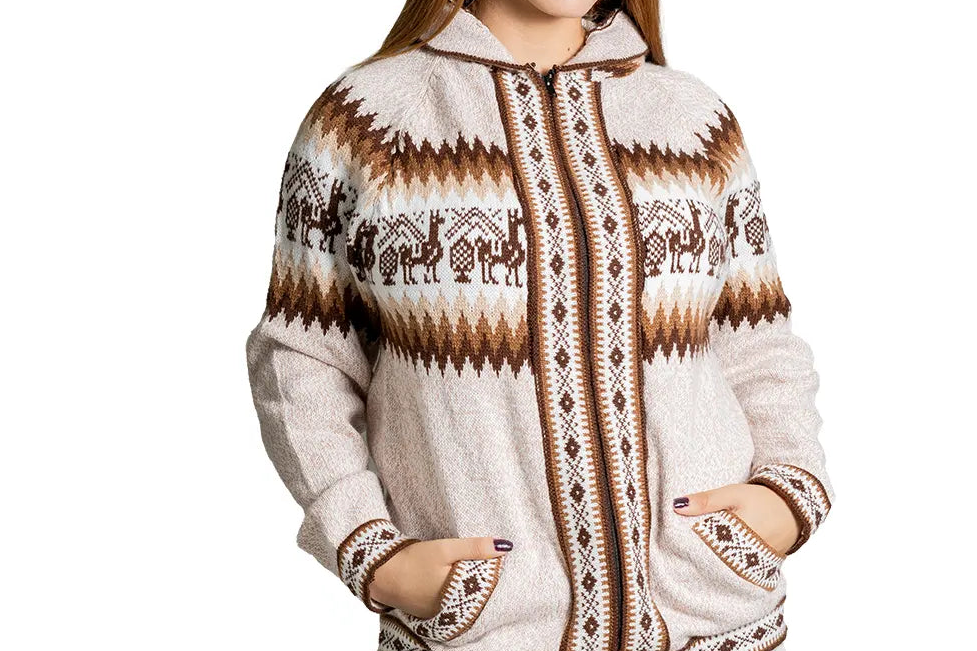 Unisex Alpaca Wool Hoodie Sweater Adjustable Llama